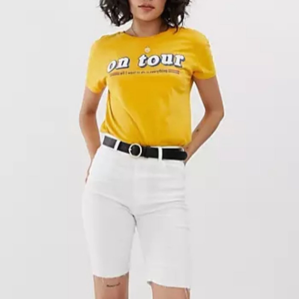 asos Pull&Bear Denim Legging Short in White